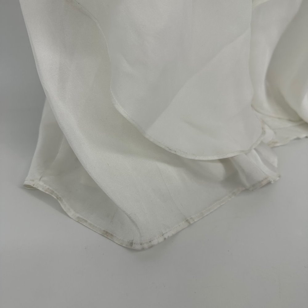 Lulu's Eternal Bond White Satin Ruffled Flutter Sleeve Maxi Dress Flawed NWT XL - Picture 9 of 12